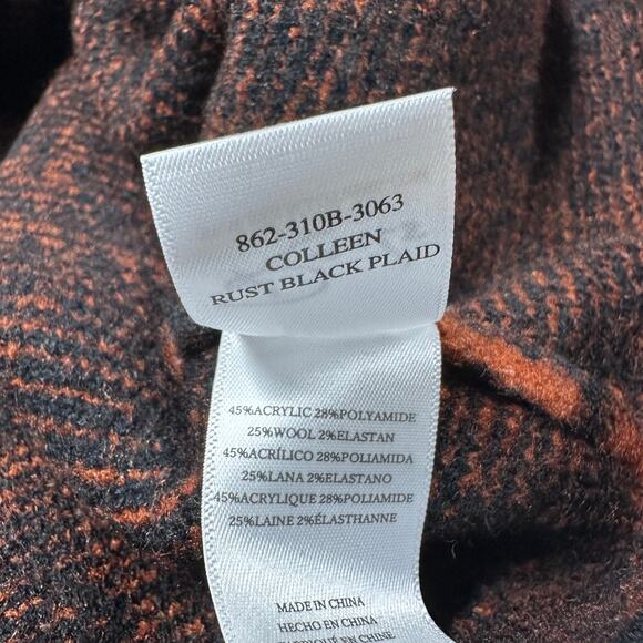 Rails NWT Colleen Rust Black Plaid Sweater V-Neck Size S Drop Shoulder Boxy - Picture 9 of 12